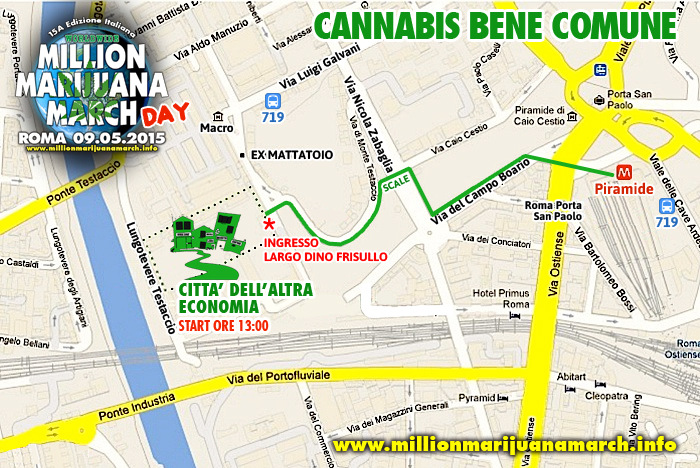 Mappa di dove si svolge million marijuan a march (testaccio)